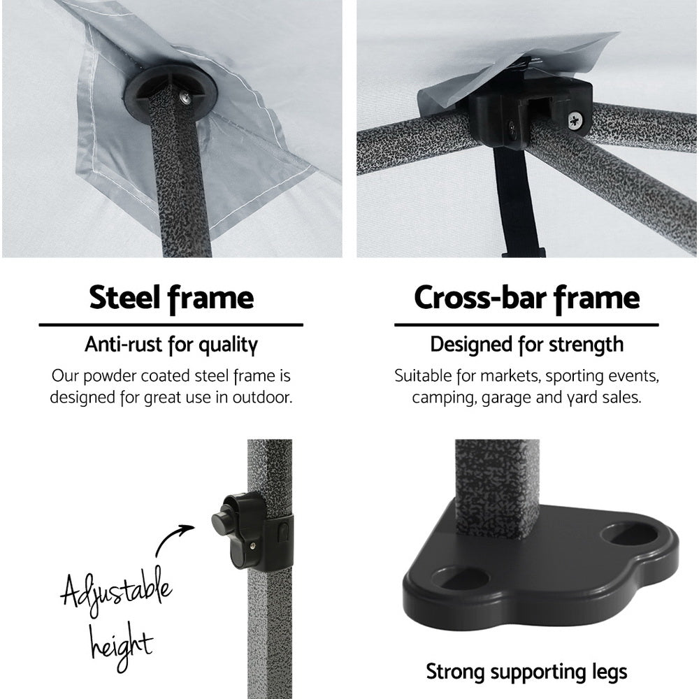 Instahut Gazebo Pop Up Marquee 3x3 Folding Tent Wedding Gazebos 500D White 4