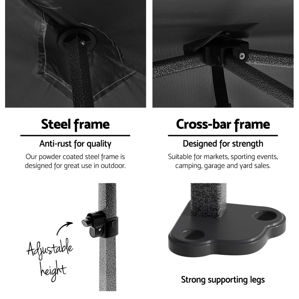 Instahut Gazebo Pop Up Marquee 3x4.5 Folding Tent Wedding Gazebos 500D Black 4