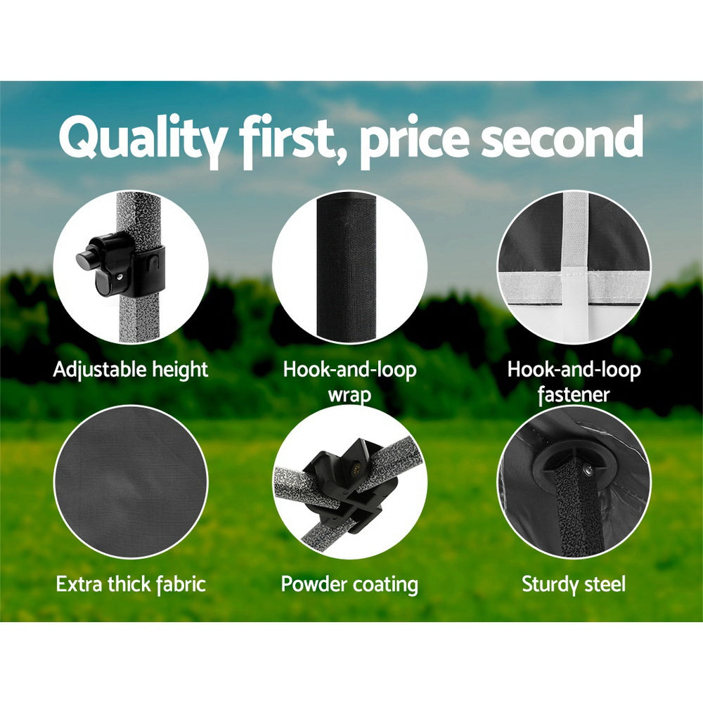 Instahut Gazebo Pop Up Marquee 3x4.5 Folding Tent Wedding Gazebos 500D Black 6