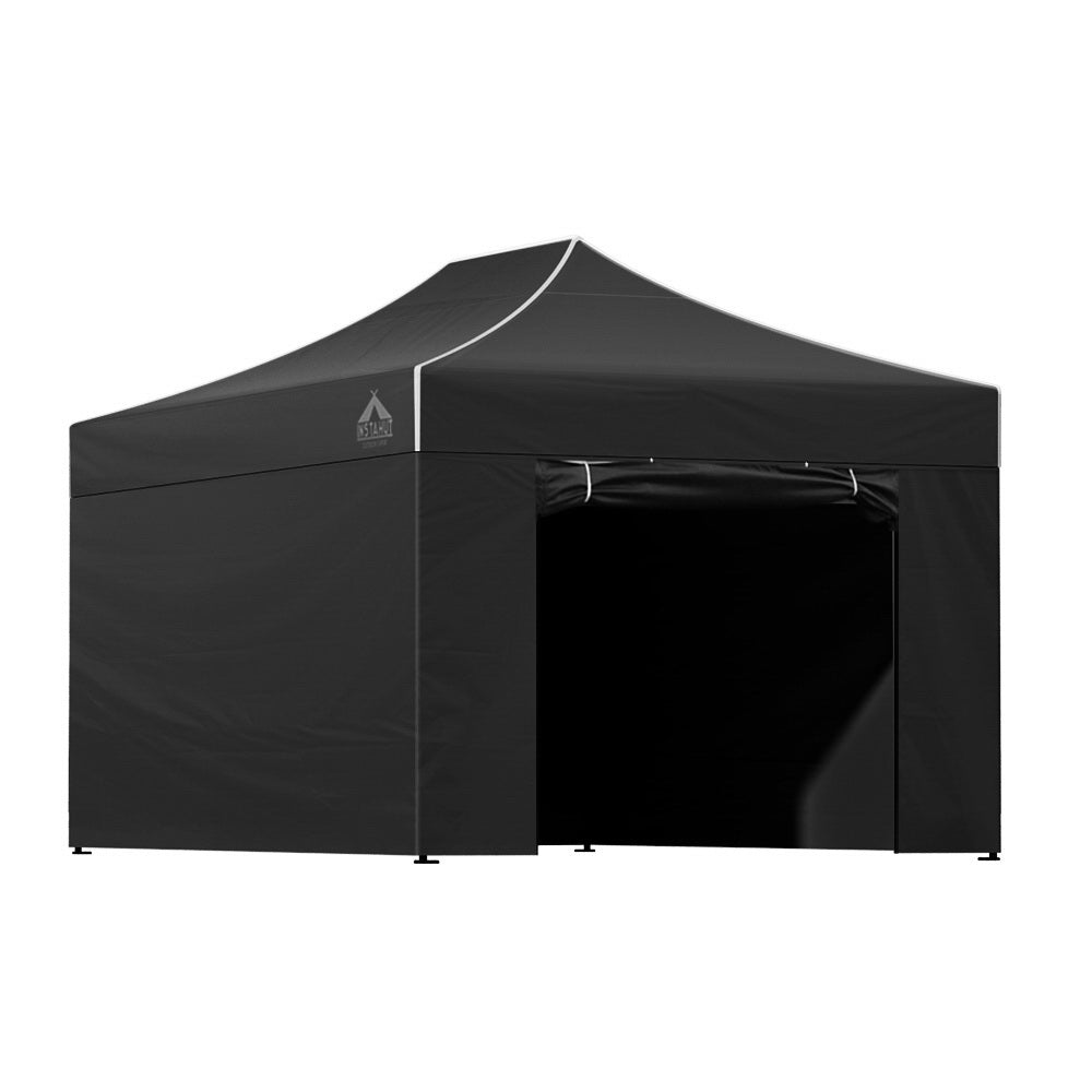 Instahut Gazebo Pop Up Marquee 3x4.5 Folding Tent Wedding Gazebos 500D Black 8