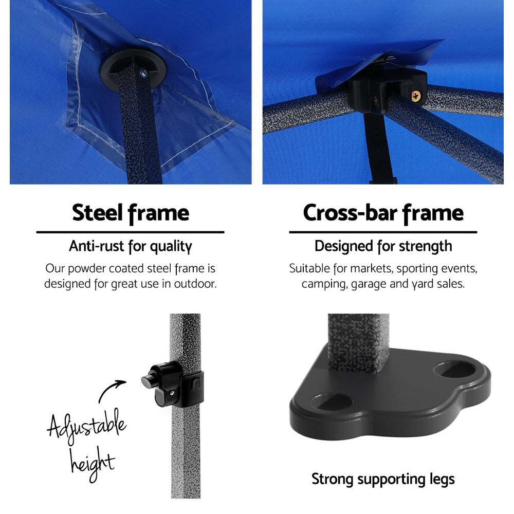 Instahut Gazebo 3x4.5 Pop Up Marquee Folding Tent Wedding Gazebos Camping Outdoor Shade Canopy Blue 4