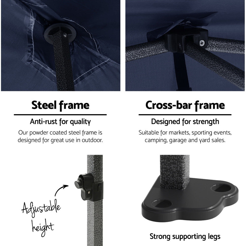 Instahut Gazebo 3x4.5 Pop Up Marquee Folding Tent Wedding Gazebos Camping Outdoor Shade Canopy Navy 4