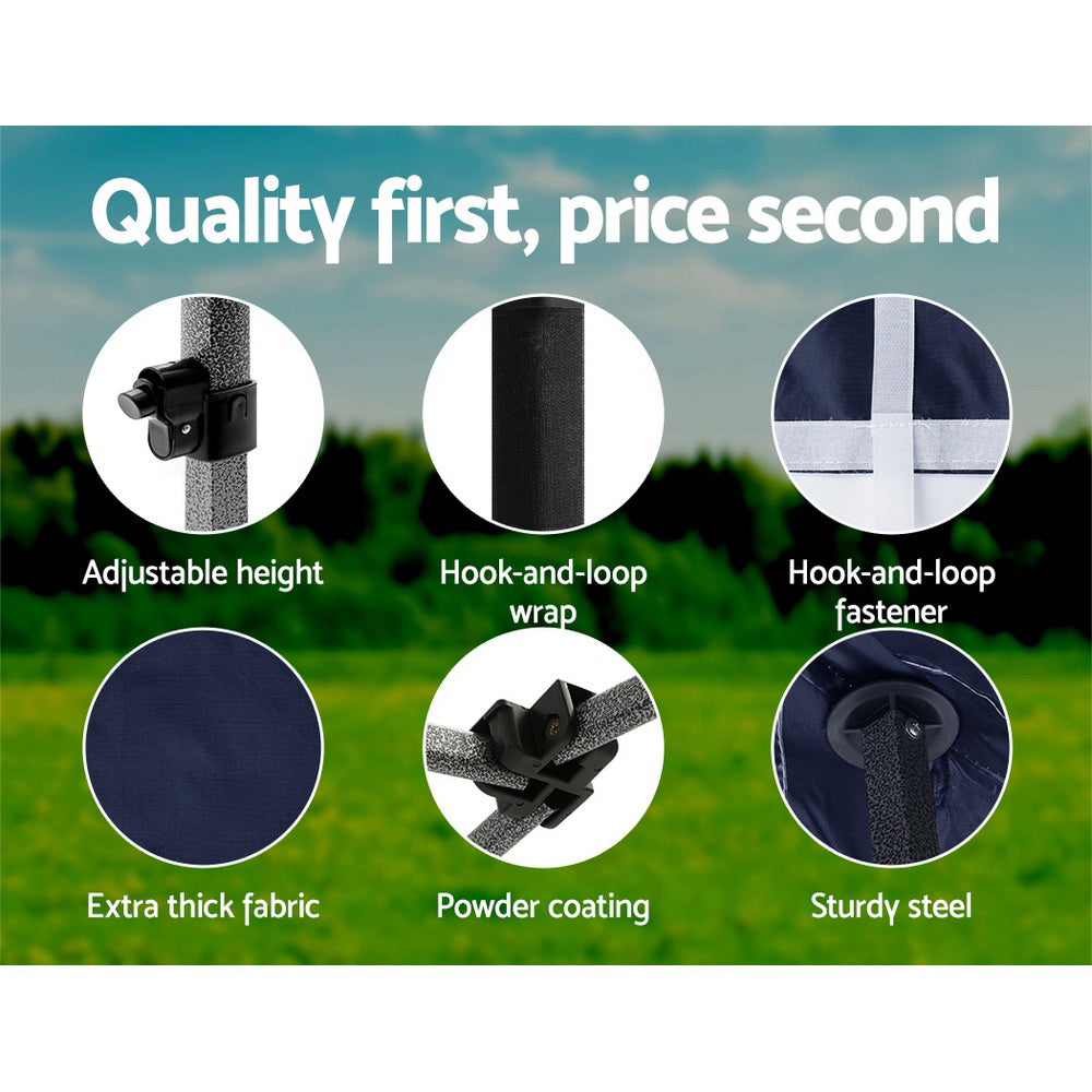 Instahut Gazebo 3x4.5 Pop Up Marquee Folding Tent Wedding Gazebos Camping Outdoor Shade Canopy Navy 6