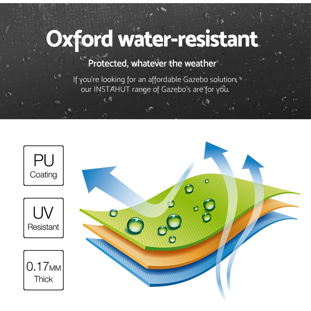 Instahut Gazebo 3x6 Pop Up Marquee Folding Tent Wedding Gazebos Camping Outdoor Shade Canopy Black 5
