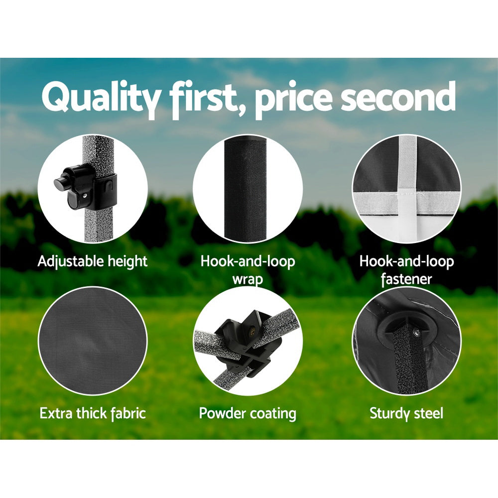 Instahut Gazebo 3x6 Pop Up Marquee Folding Tent Wedding Gazebos Camping Outdoor Shade Canopy Black 6