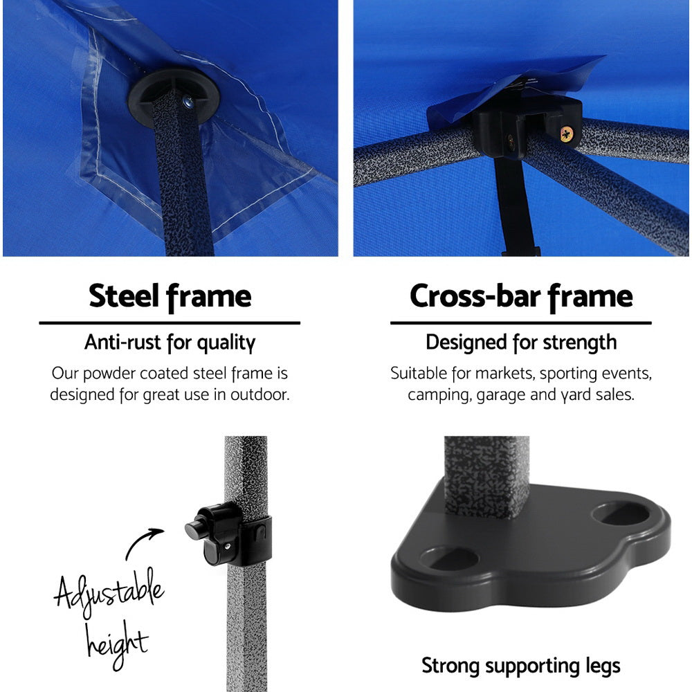 Instahut Gazebo 3x6 Pop Up Marquee Folding Tent Wedding Gazebos Camping Outdoor Shade Canopy Blue 4