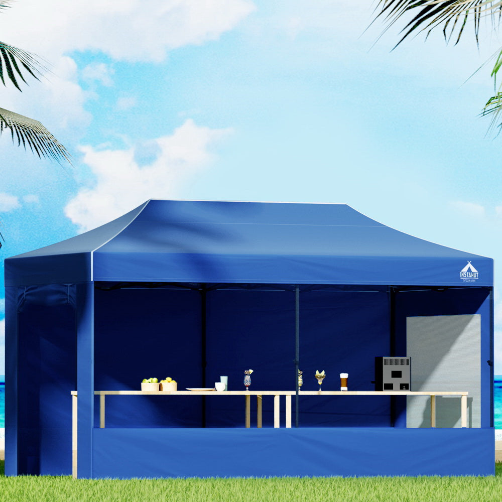 Instahut Gazebo 3x6 Pop Up Marquee Folding Tent Wedding Gazebos Camping Outdoor Shade Canopy Blue 8