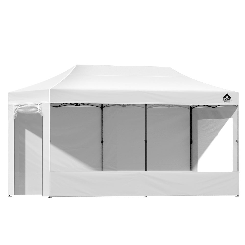 Instahut Gazebo Pop Up Marquee 3x6 Folding Tent Gazebos 500D Oxford Fabric White 8