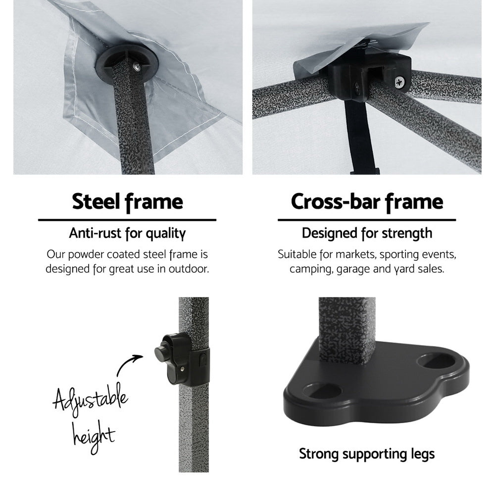 Instahut Gazebo Pop Up Marquee 3x6 Folding Tent Gazebos 500D Oxford Fabric White 4