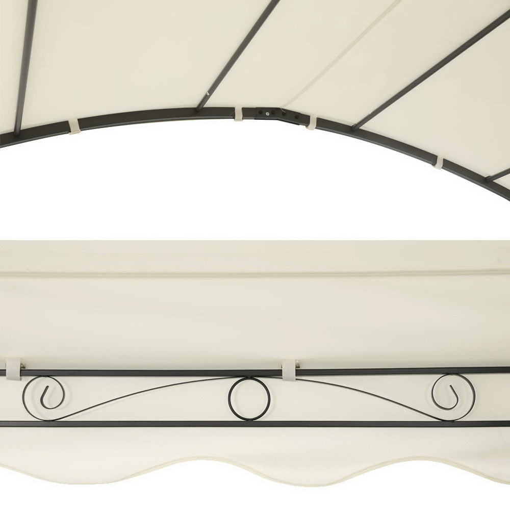 Instahut Gazebo Marquee 4x3m Outdoor Event Wedding Tent Camping Party Shade Iron Art Canopy Beige 3