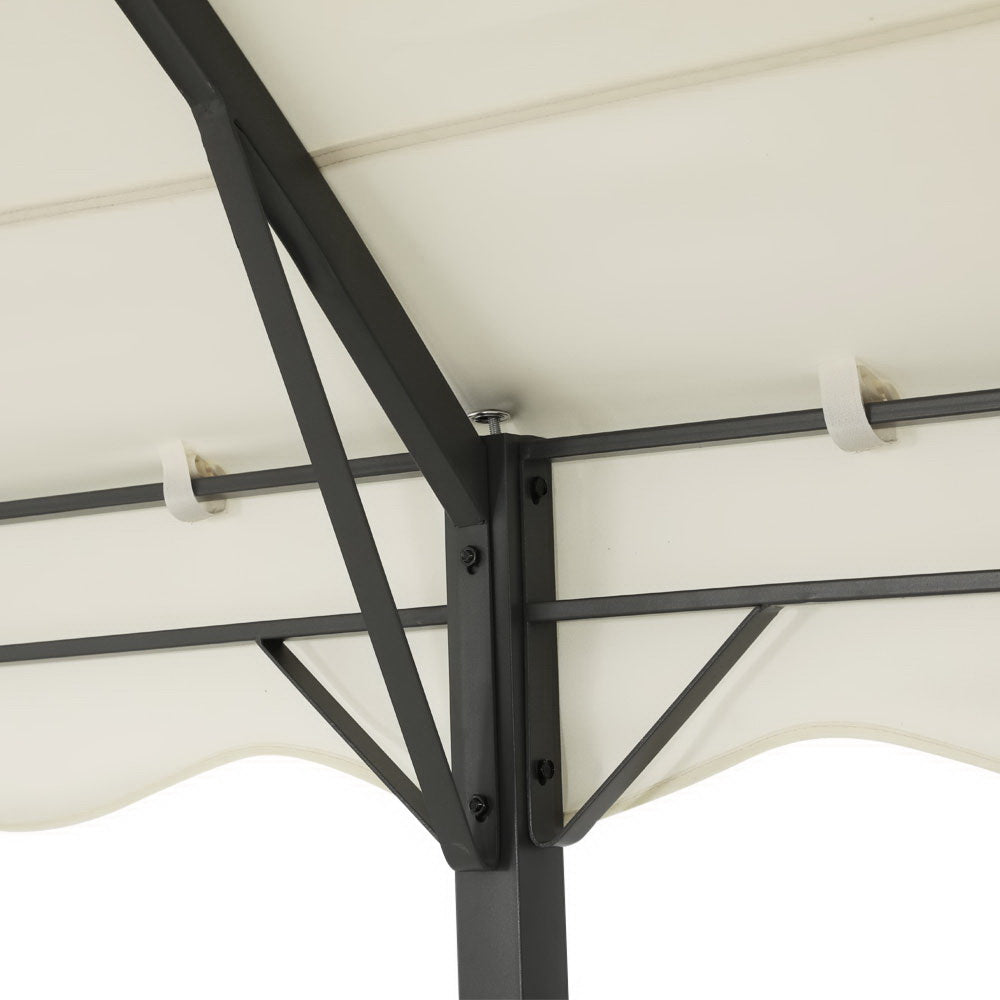 Instahut Gazebo Marquee 4x3m Outdoor Event Wedding Tent Camping Party Shade Iron Art Canopy Beige 4