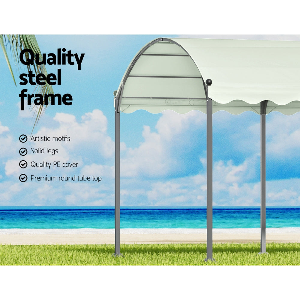 Instahut Gazebo Marquee 4x3m Outdoor Event Wedding Tent Camping Party Shade Iron Art Canopy Beige 5