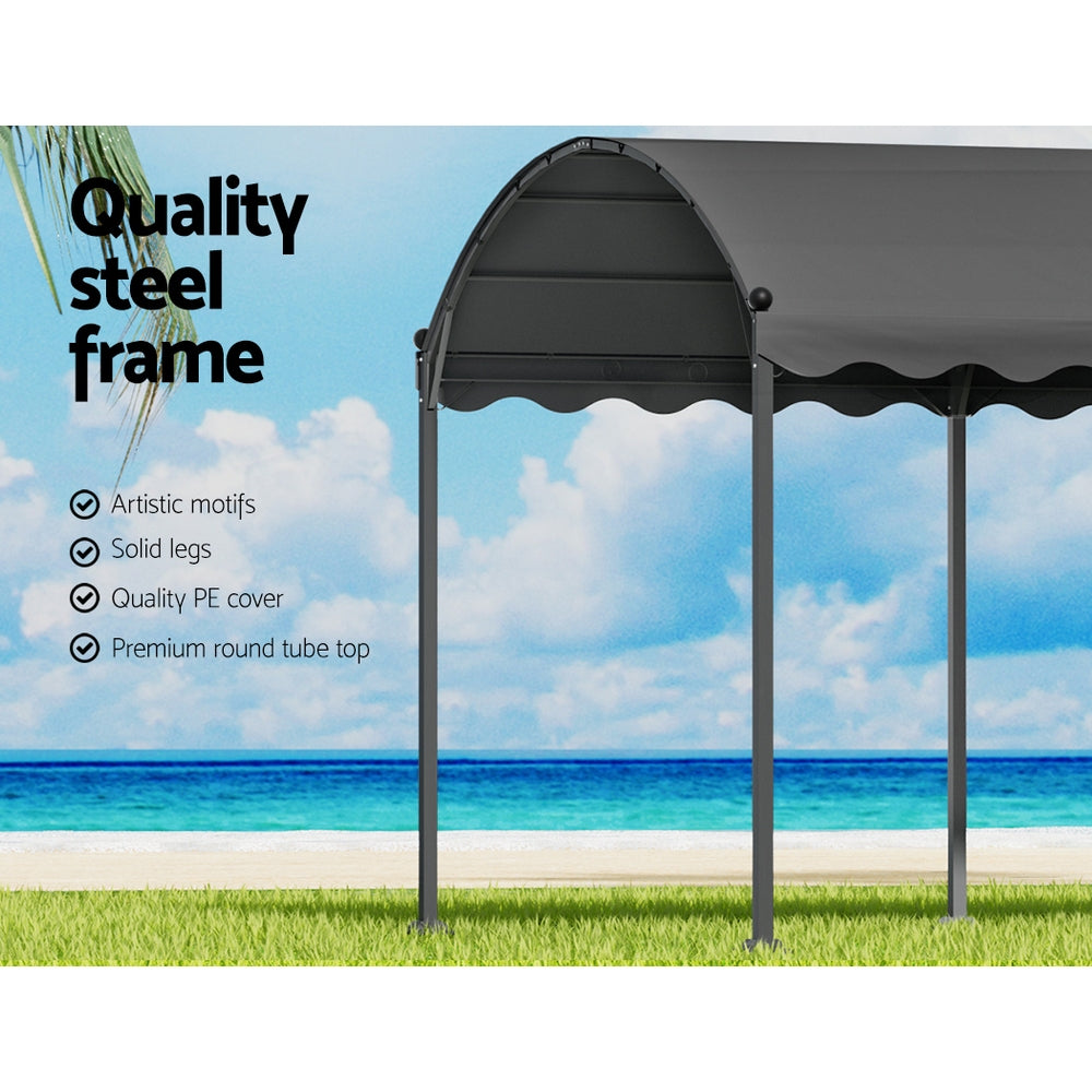 Instahut Gazebo Marquee 4x3m Outdoor Event Wedding Tent Camping Party Shade Iron Art Canopy Grey 5