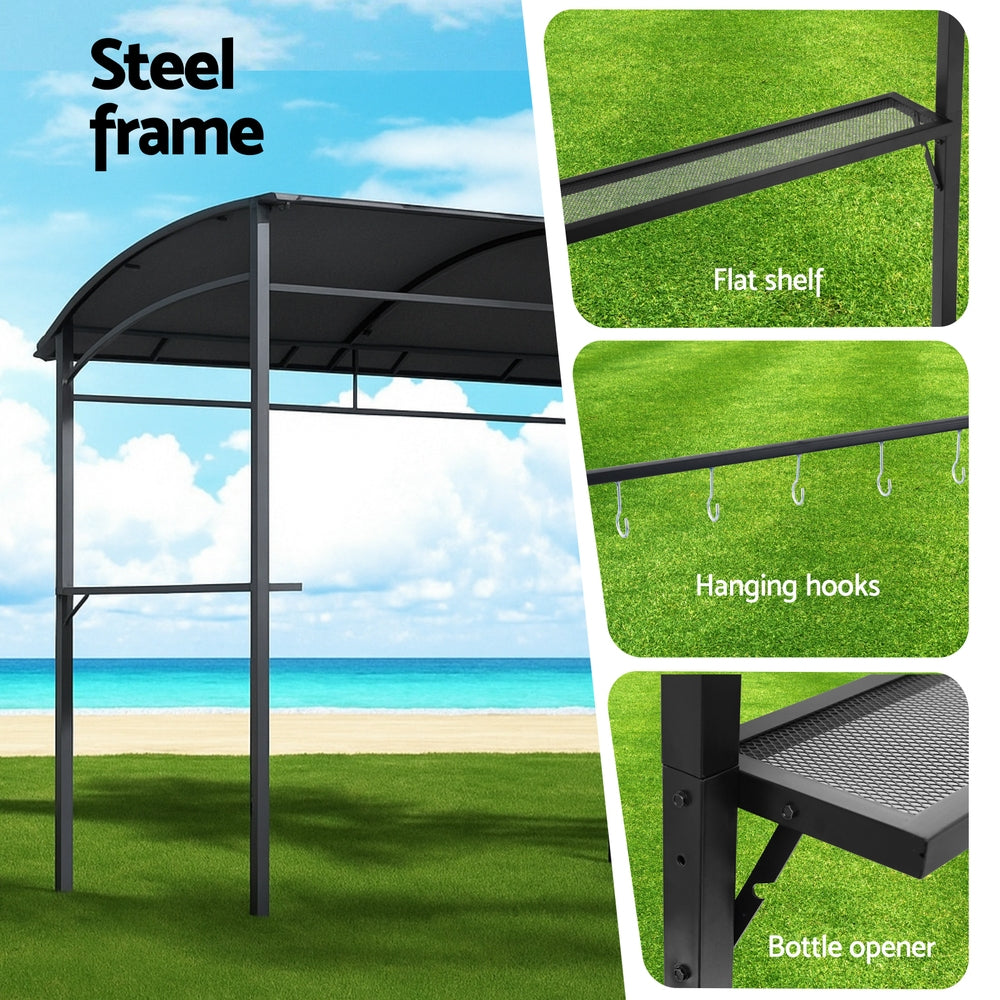 Instahut Gazebo Outdoor BBQ Grill Patio Garden Marquee Shade Shelter Shelf Hooks Grey 5