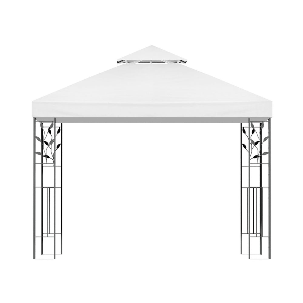 Instahut Gazebo 3x3m Marquee Outdoor Wedding Party Event Tent Home Iron Art Shade White 3