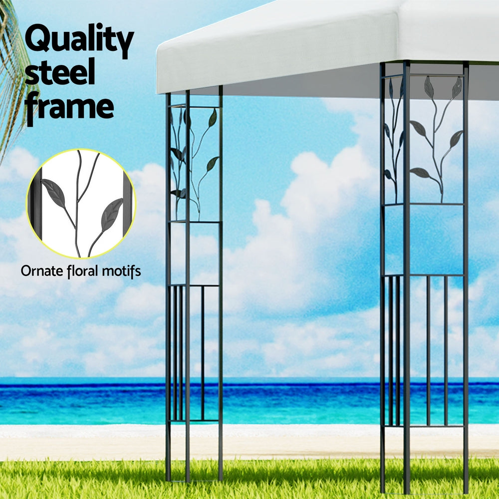 Instahut Gazebo 3x3m Marquee Outdoor Wedding Party Event Tent Home Iron Art Shade White 5