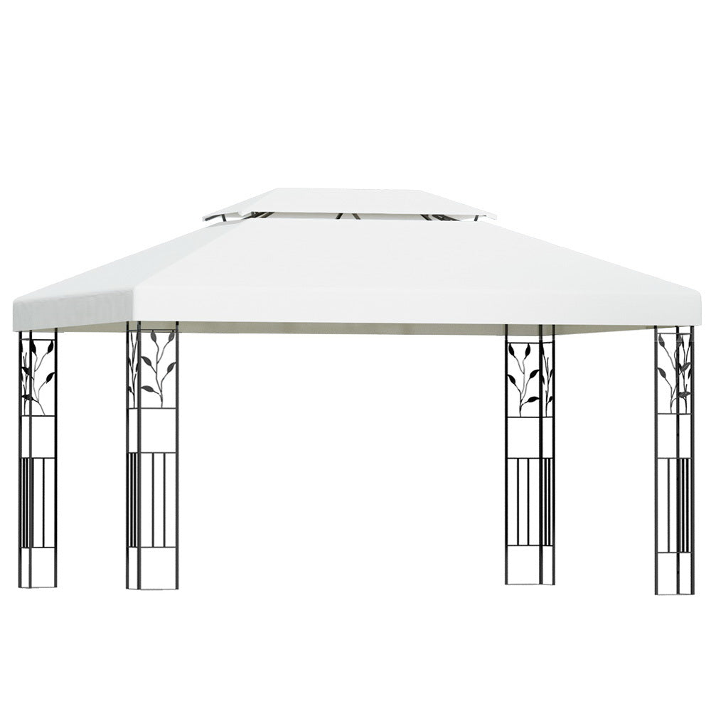 Instahut Gazebo 4x3m Marquee Outdoor Wedding Party Event Tent Home Iron Art Shade White 7
