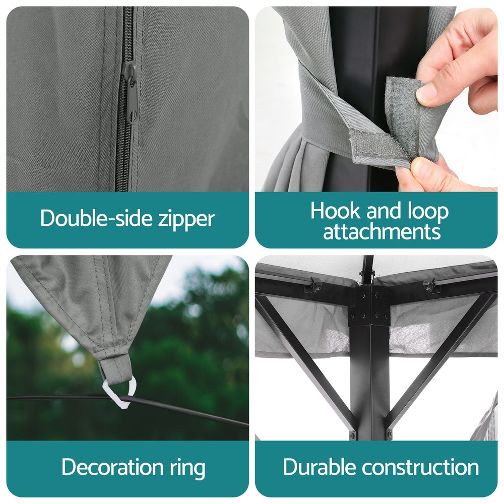 Instahut Gazebo 3x4m Canopy Outdoor Steel Frame Patio Tent Curtains Marquee Grey 6
