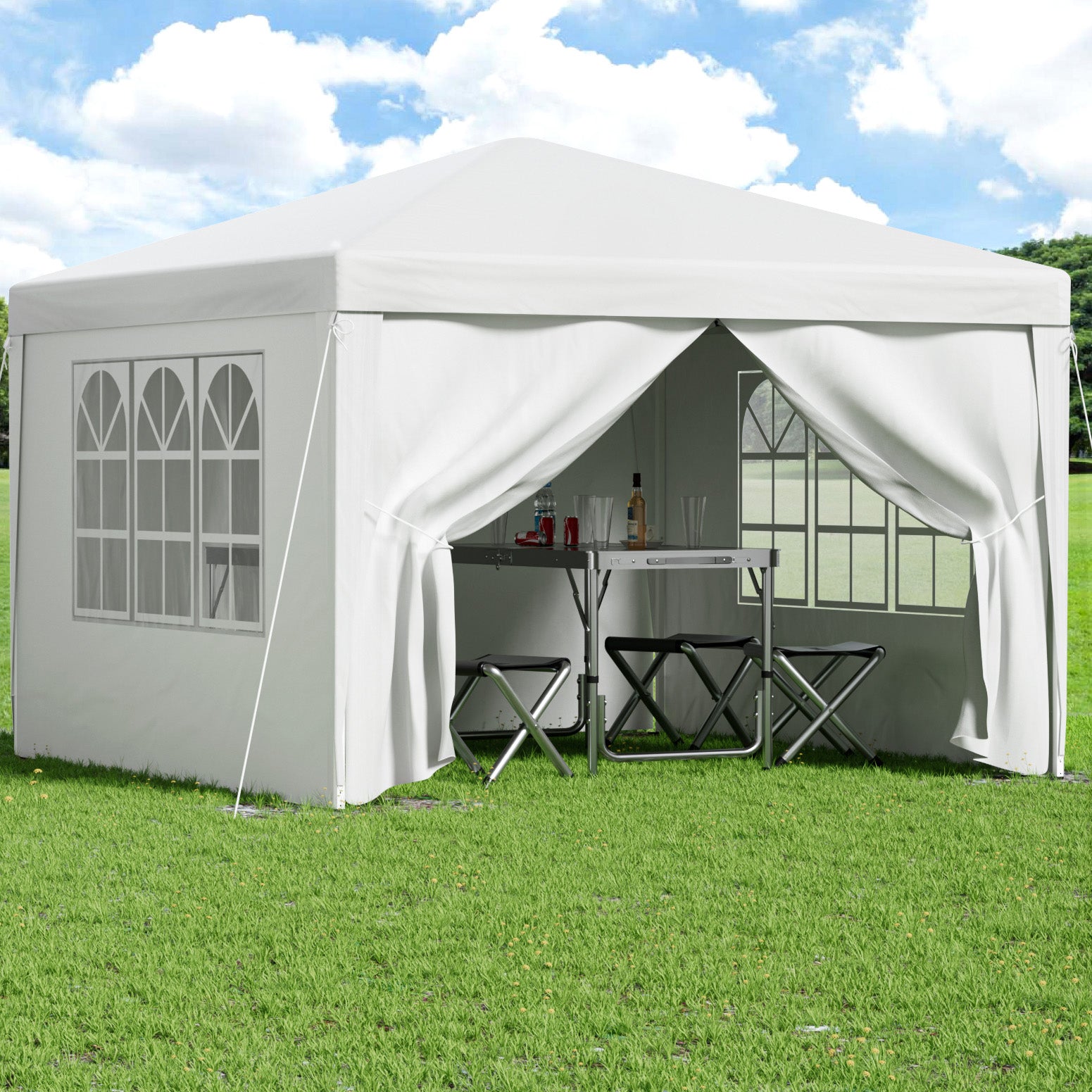 Instahut Gazebo 3x3 Pop Up Marquee Folding Tent Wedding Gazebos Camping Outdoor Canopy White 7