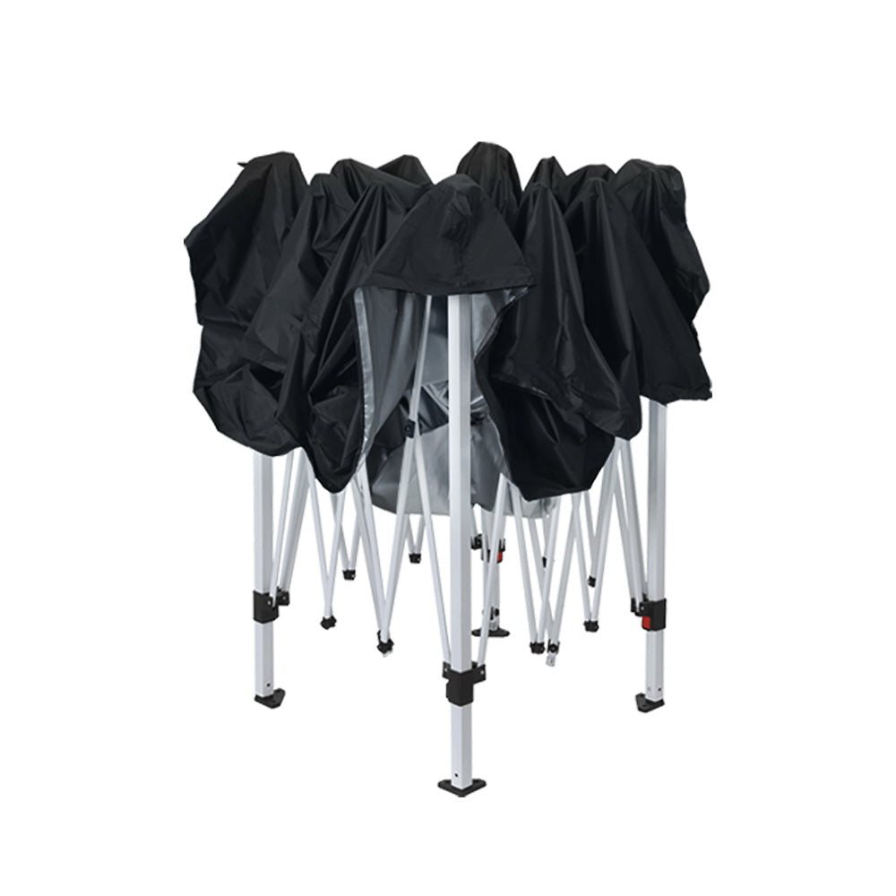 Instahut Gazebo Pop Up Marquee 3x3m Wedding Party Outdoor Camping Tent Canopy Shade Mesh Wall Black 3