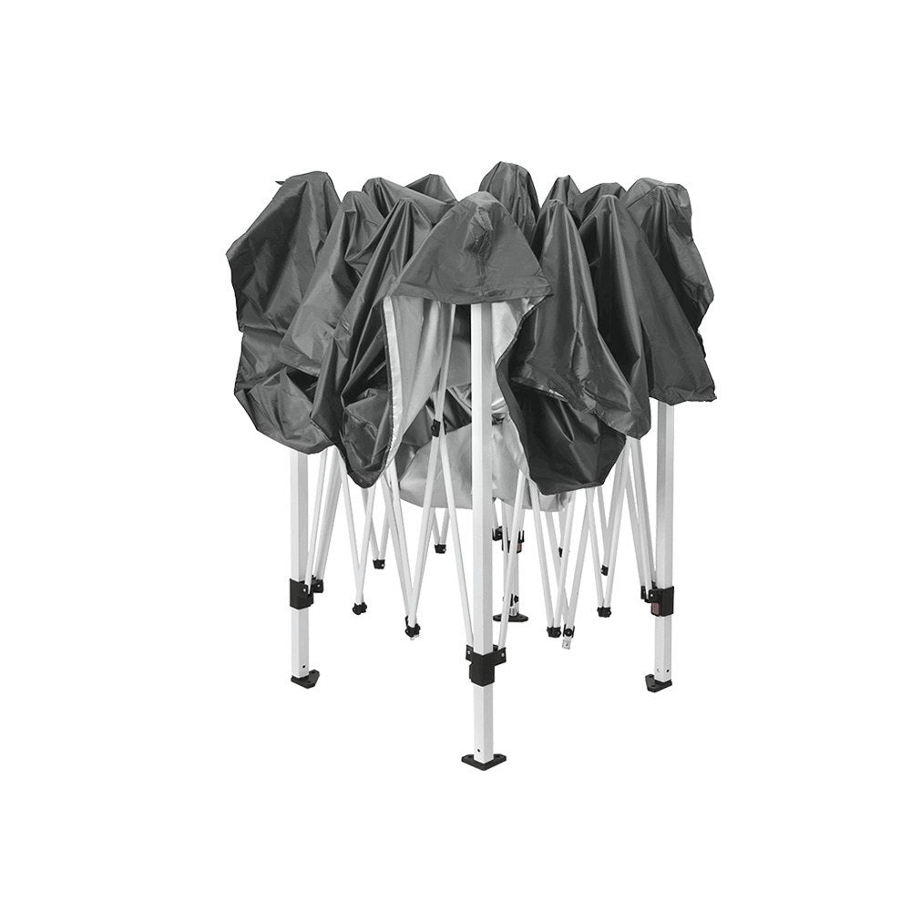 Instahut Gazebo Pop Up Marquee 3x3m Wedding Party Outdoor Camping Tent Canopy Shade Mesh Wall Grey 3