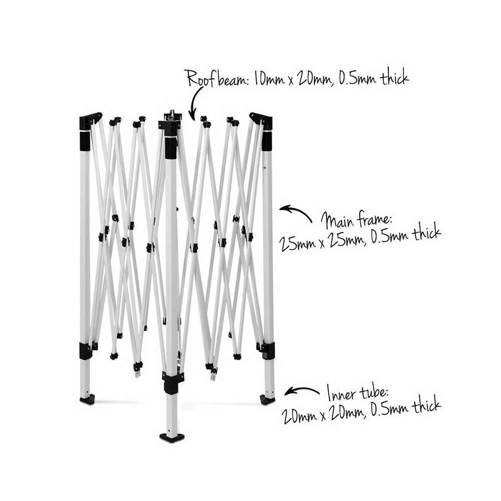 Instahut Gazebo Pop Up Marquee 3x3m Wedding Party Outdoor Camping Tent Canopy Shade Mesh Wall Grey 5