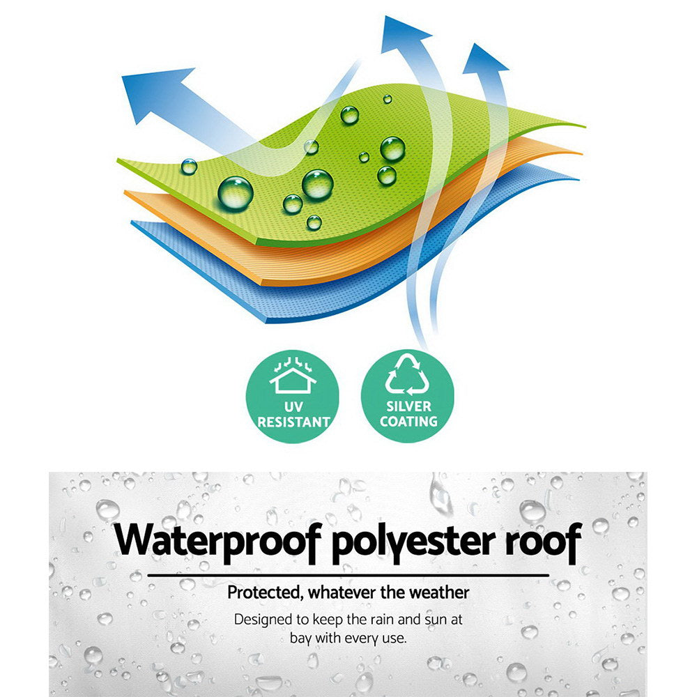 Instahut Gazebo Pop Up Marquee 3x3m Wedding Party Outdoor Camping Tent Canopy Shade Mesh Wall Grey 6