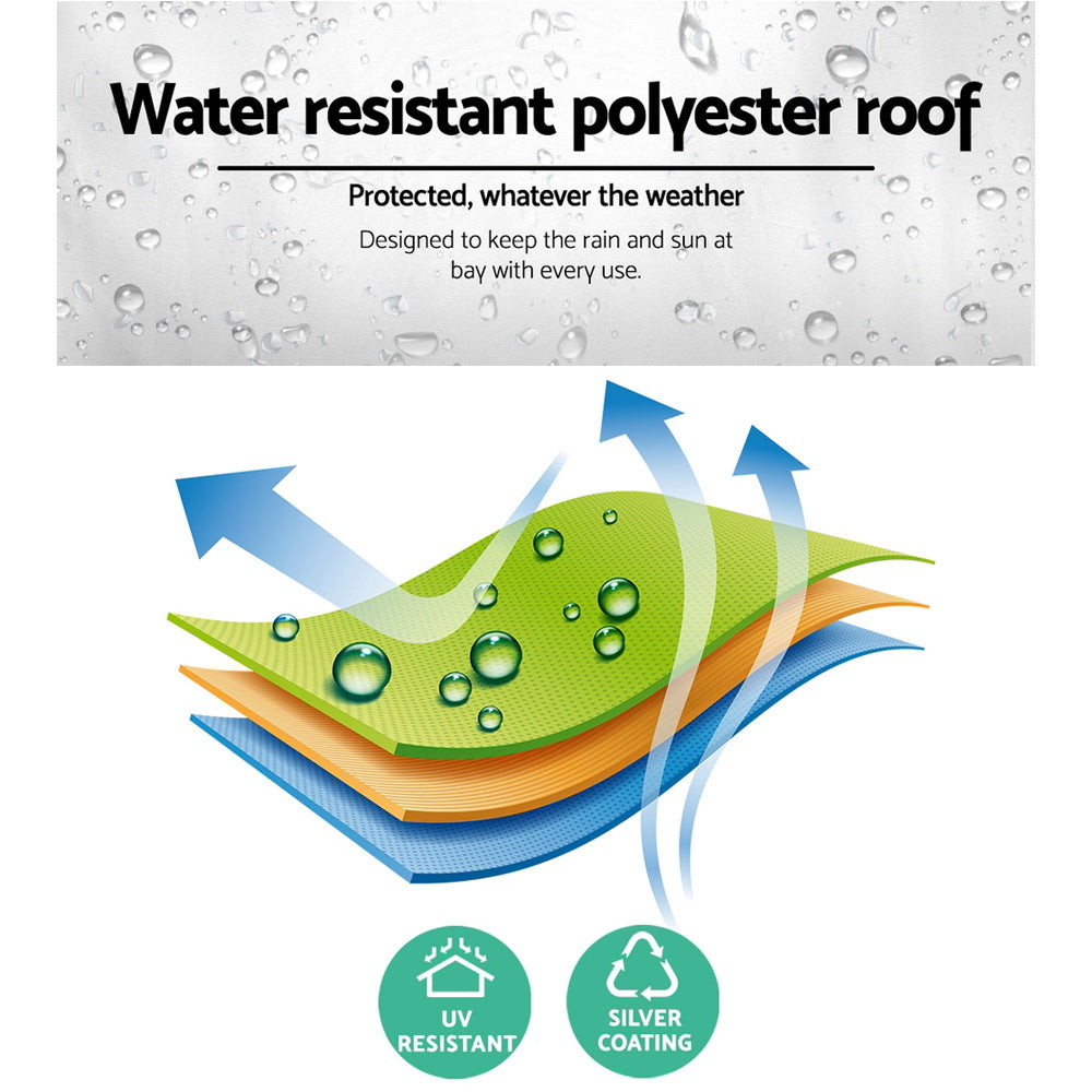 Instahut Gazebo Pop Up Marquee 3x3m Wedding Party Outdoor Camping Tent Canopy Shade Mesh Wall White 6