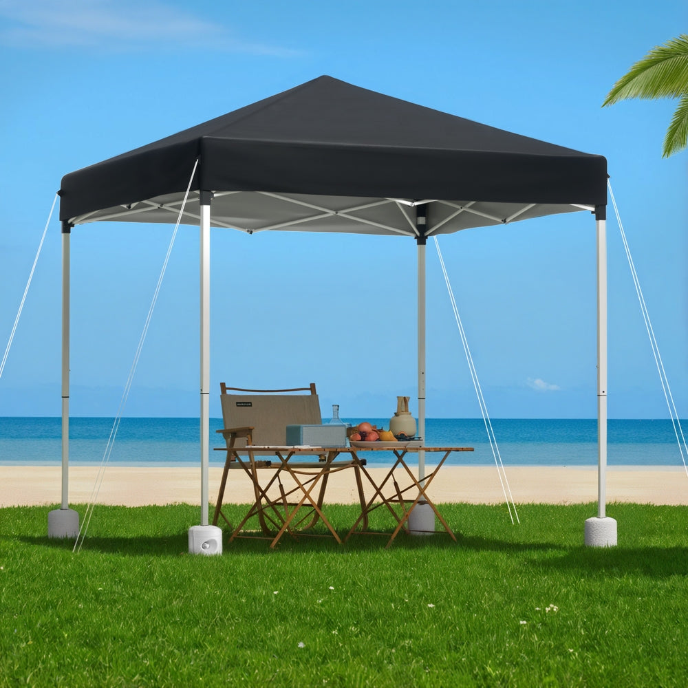 Instahut Gazebo 2x2m Outdoor Patio Garden Marquee Shade w/ Base Pods Black 7