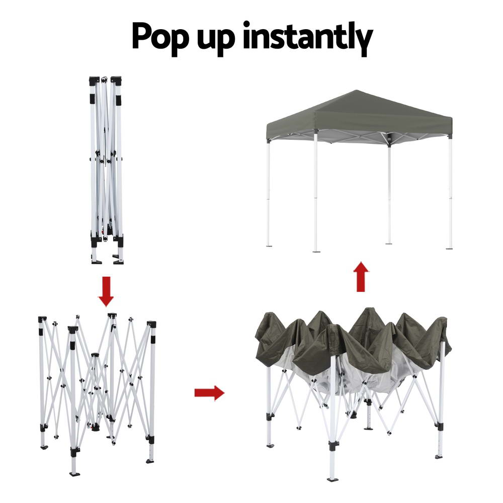 Instahut Gazebo 2x2m Outdoor Patio Garden Marquee Shade w/ Base Pods Grey 5
