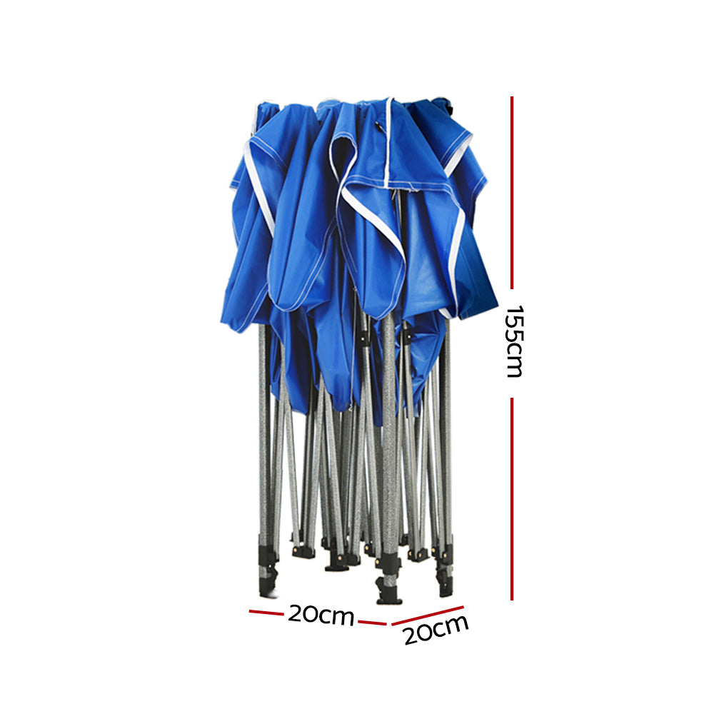 Instahut Gazebo Pop Up 3x3m w/Base Podx4 Marquee Folding Outdoor Wedding Camping Tent Shade Canopy Blue 3