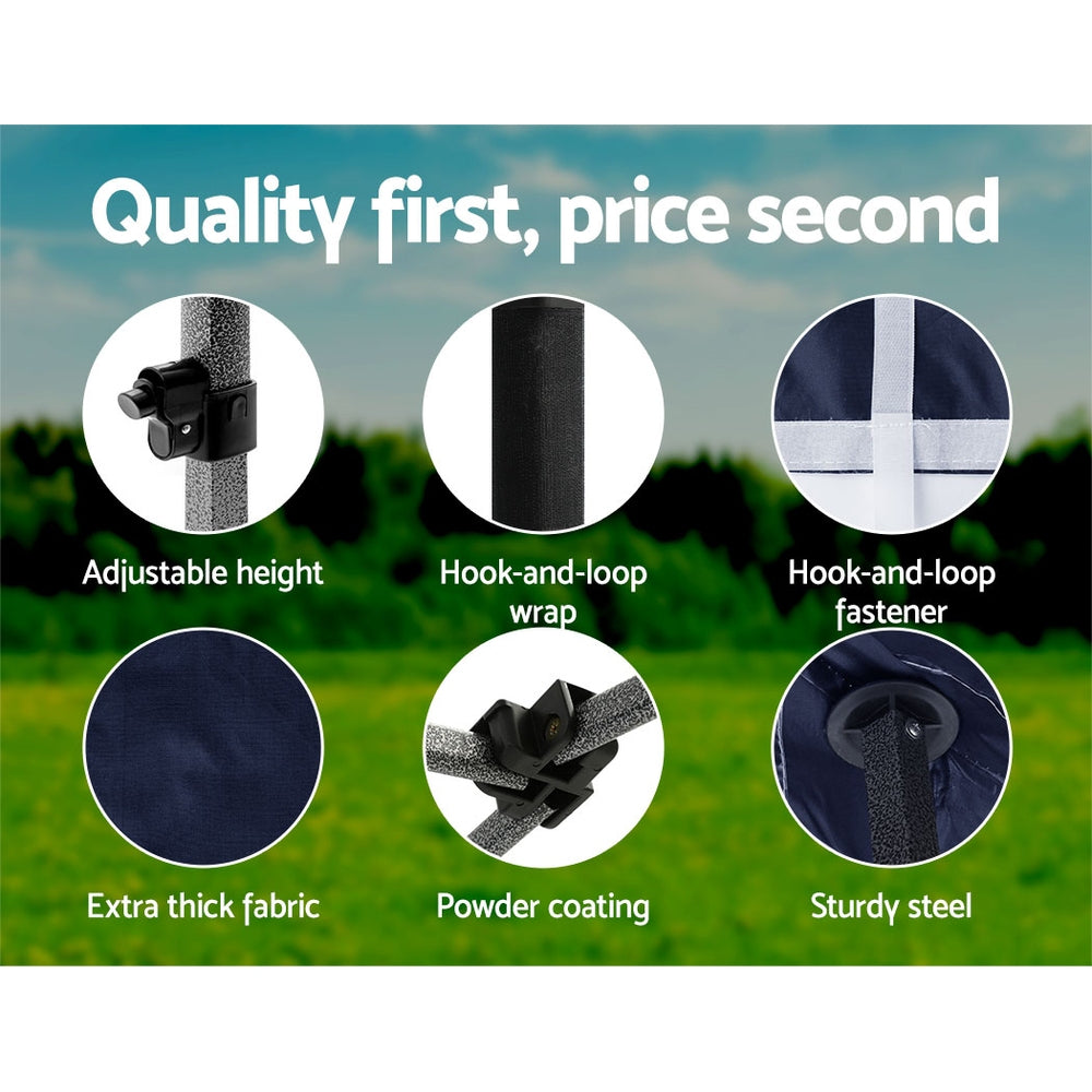 Instahut Gazebo Pop Up Marquee 3x3m Folding Tent Wedding Outdoor Camping Canopy Gazebos Shade Navy 6