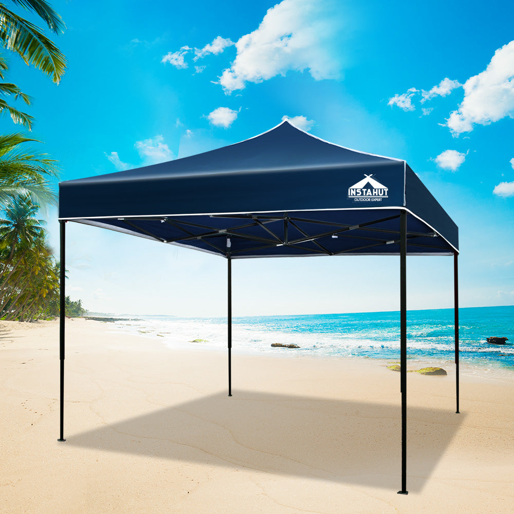Instahut Gazebo Pop Up Marquee 3x3m Folding Tent Wedding Outdoor Camping Canopy Gazebos Shade Navy 7