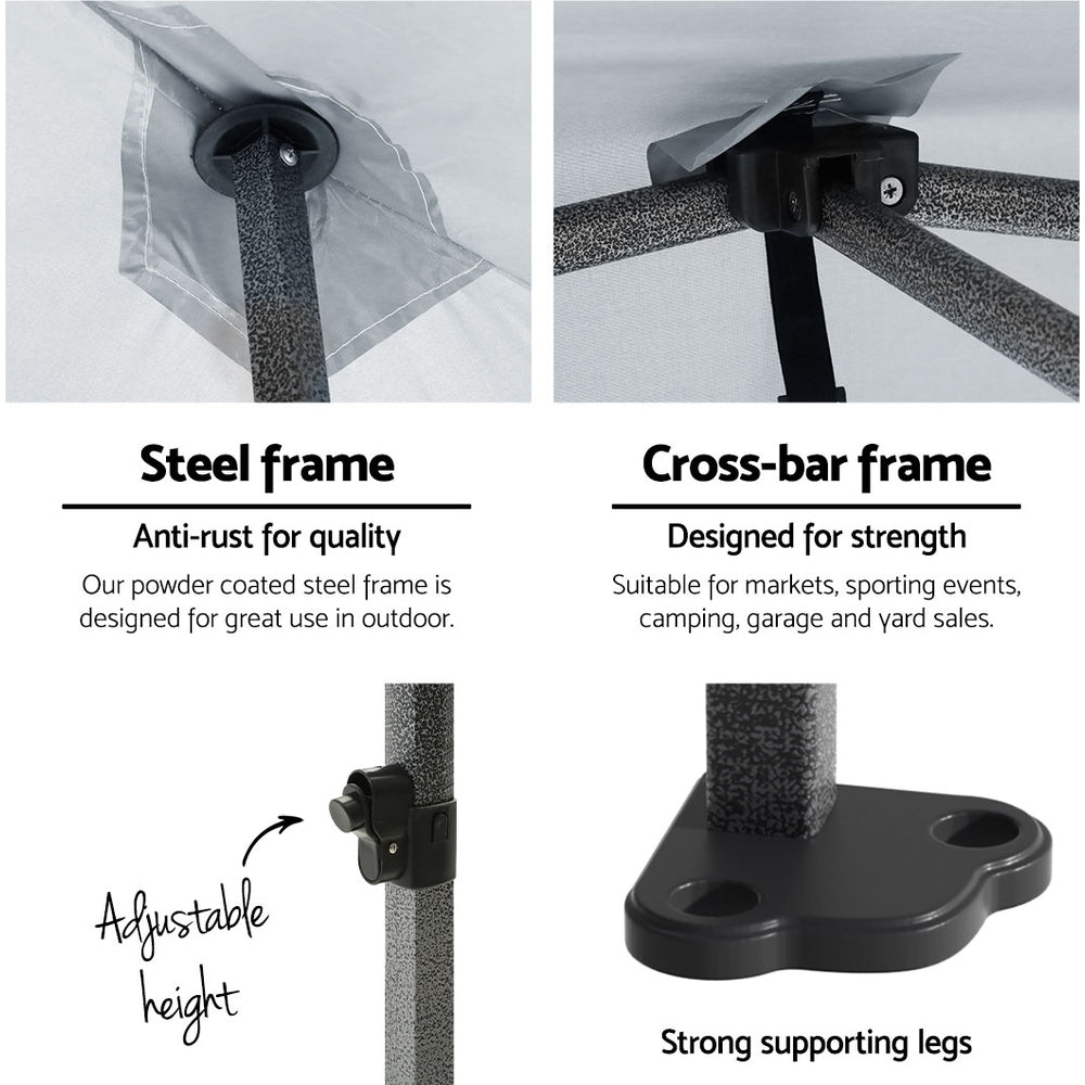 Instahut Gazebo Pop Up Marquee 3x3 Folding Tent Outdoor Camping 500D Oxford 5