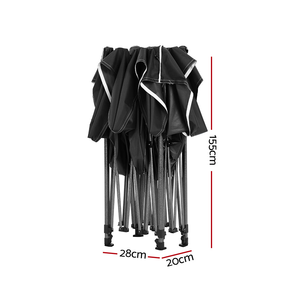 Instahut Gazebo Pop Up Marquee 3x4.5 Folding Tent 500D Wedding Camping Black 3