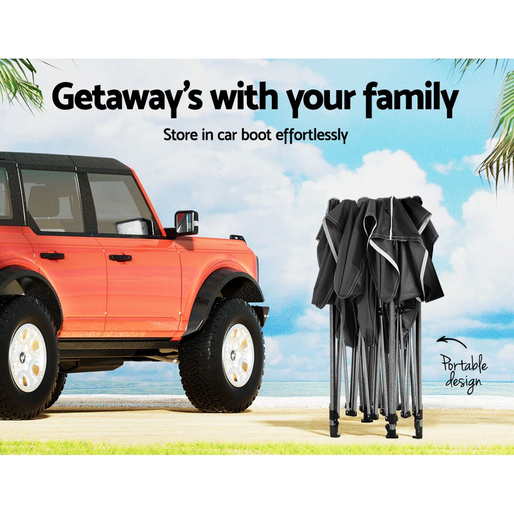 Instahut Gazebo Pop Up Marquee 3x4.5 Folding Tent 500D Wedding Camping Black 6