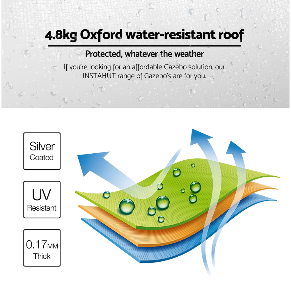 Instahut Gazebo Pop Up Marquee 3x4.5 Folding Tent 500D Oxford Fabric White 5