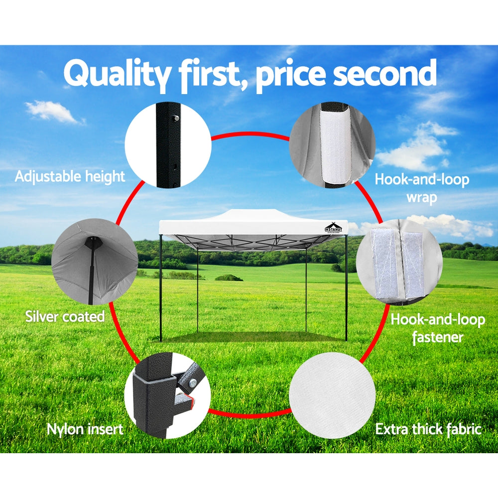 Instahut Gazebo Pop Up Marquee 3x4.5 Folding Tent 500D Oxford Fabric White 6