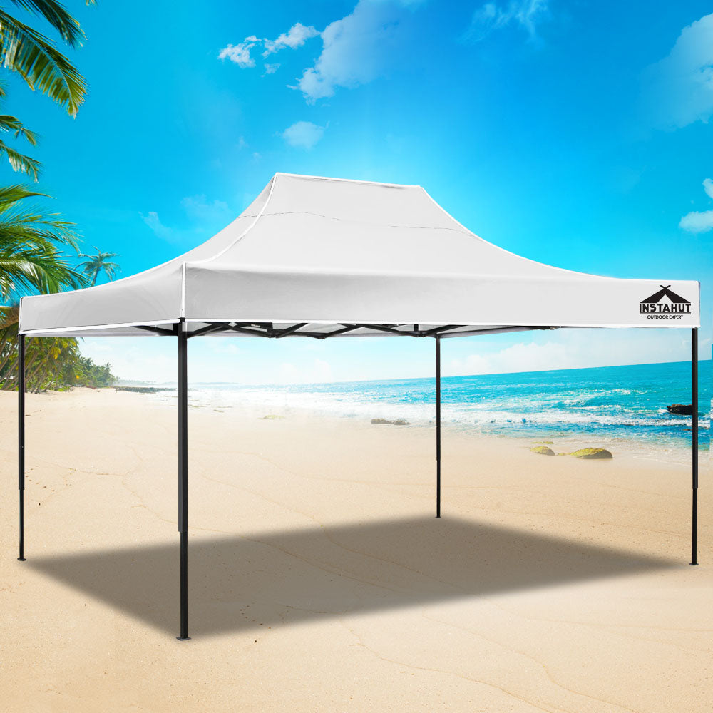 Instahut Gazebo Pop Up Marquee 3x4.5 Folding Tent 500D Oxford Fabric White 7