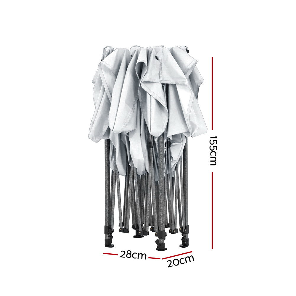 Instahut Gazebo Pop Up 3x4.5m w/Base Podx4 Marquee Folding Outdoor Wedding Camping Tent Shade Canopy White 3