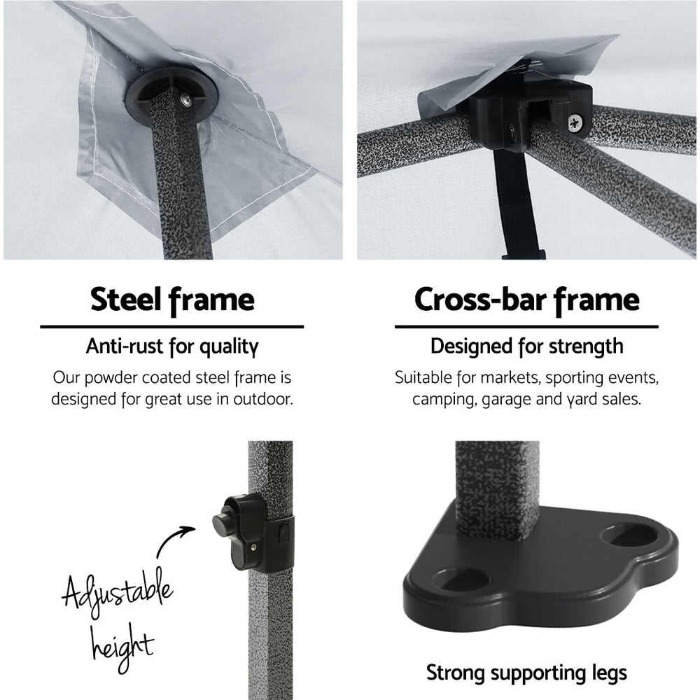 Instahut Gazebo Pop Up 3x4.5m w/Base Podx4 Marquee Folding Outdoor Wedding Camping Tent Shade Canopy White 4