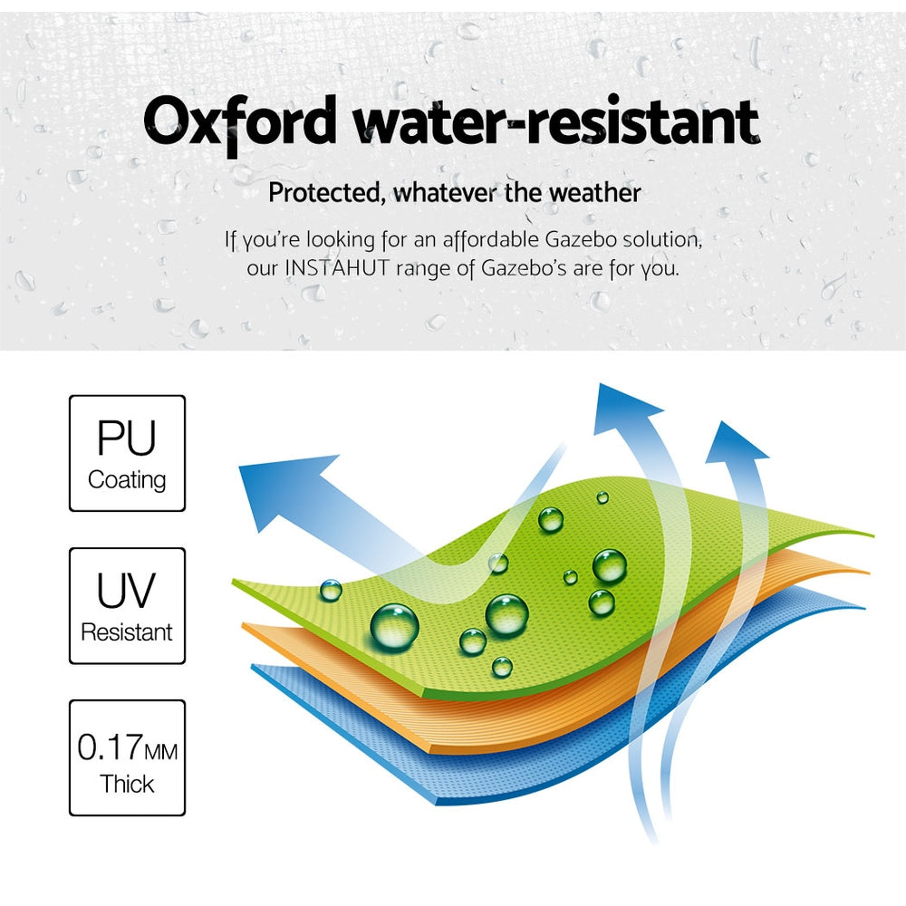 Instahut Gazebo Pop Up 3x4.5m w/Base Podx4 Marquee Folding Outdoor Wedding Camping Tent Shade Canopy White 5