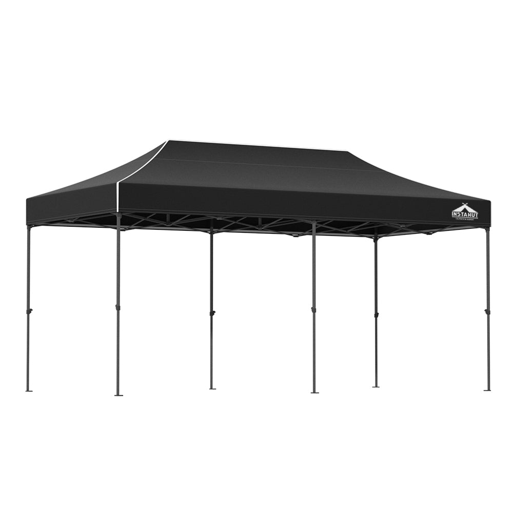 Instahut Gazebo Pop Up Marquee 3x6 Folding Tent Wedding 500D Camping Black 8