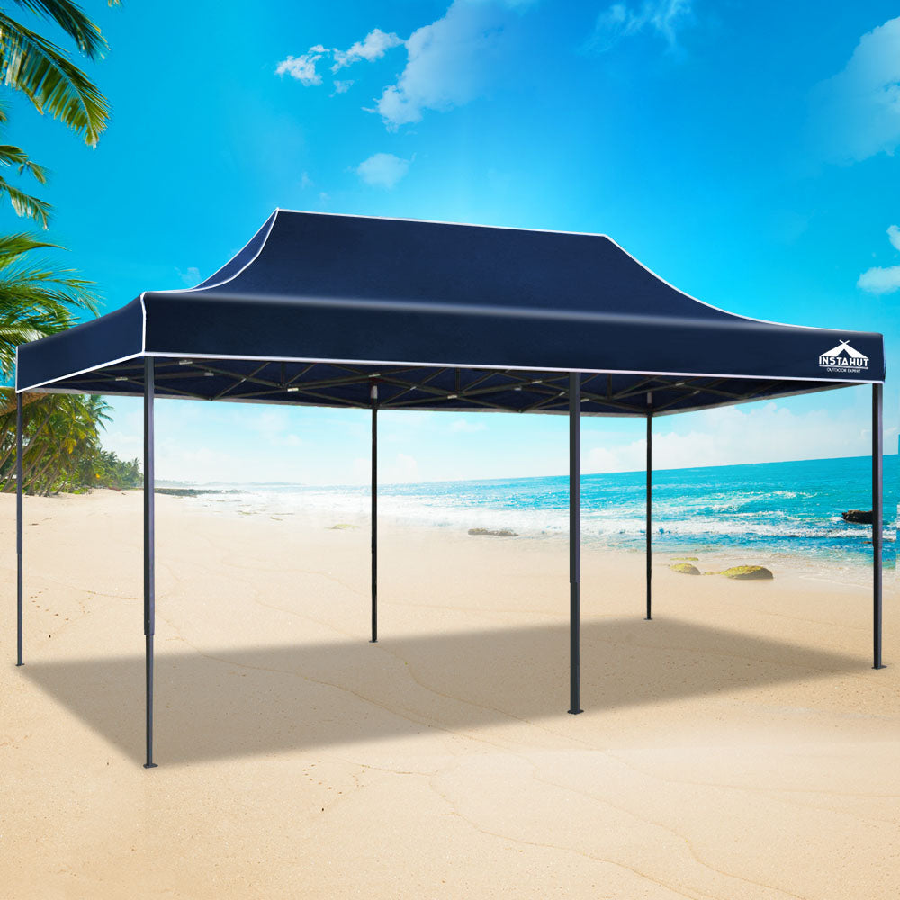 Instahut Gazebo Pop Up Marquee 3x6 Folding Tent Wedding 500D Oxford Camping Navy 7