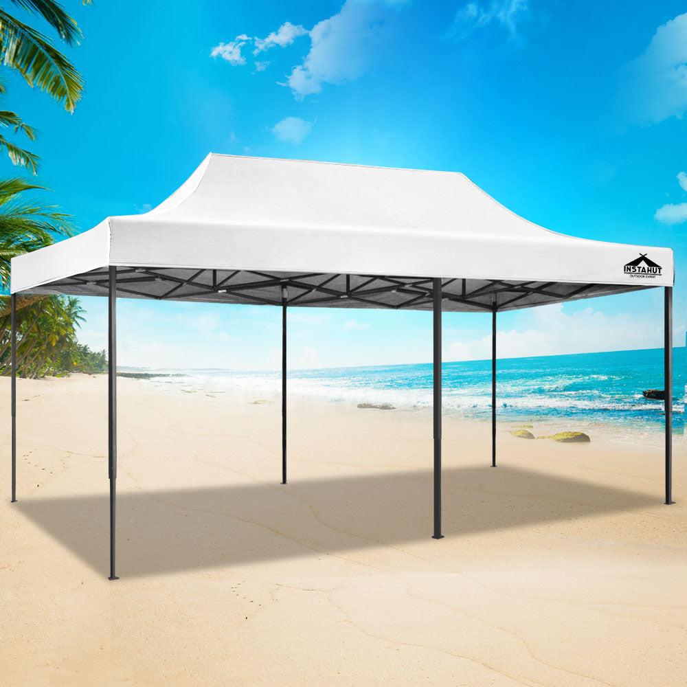 Instahut Gazebo Pop Up Marquee 3x6 Folding Tent Wedding 500D Oxford Fabric White 7