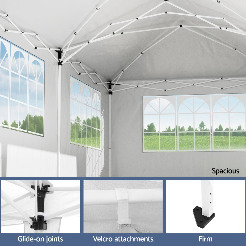 Instahut Gazebo 3x6m Pop Up Marquee Wedding Party Outdoor Camping Canopy Grey 6