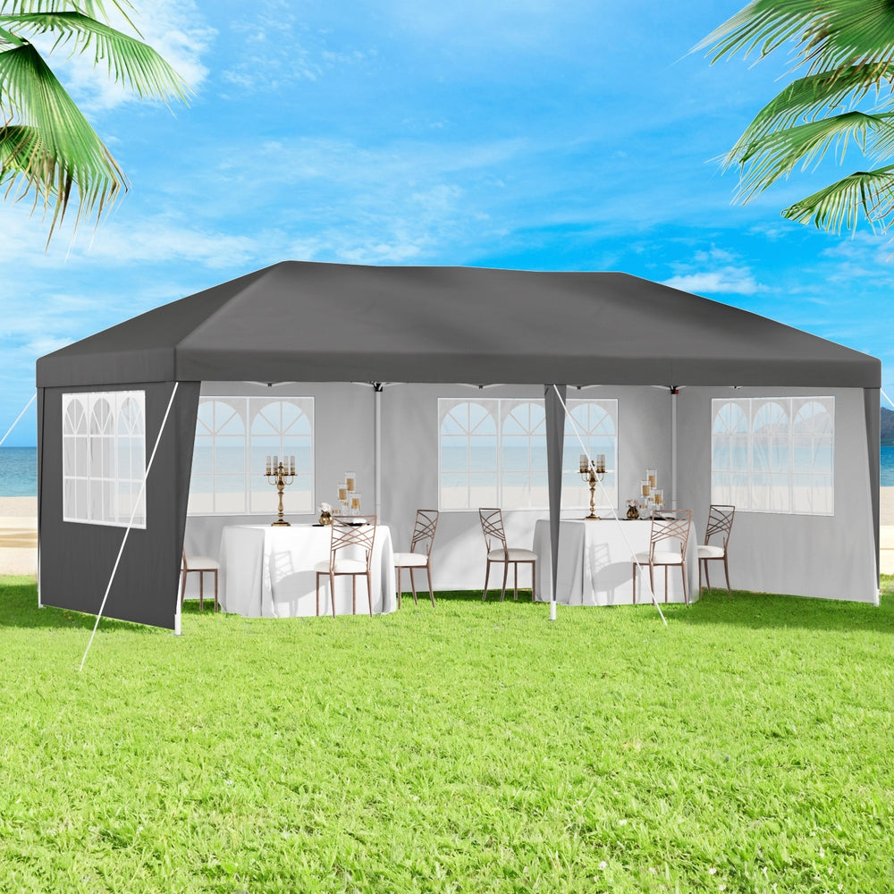 Instahut Gazebo 3x6m Pop Up Marquee Wedding Party Outdoor Camping Canopy Grey 7