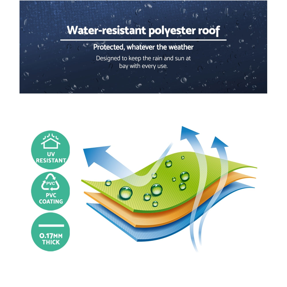 Instahut Gazebo?2x2m Marquee Wedding Party Tent Outdoor Camping Mesh Wall Canopy Shade Gazebos Navy 5