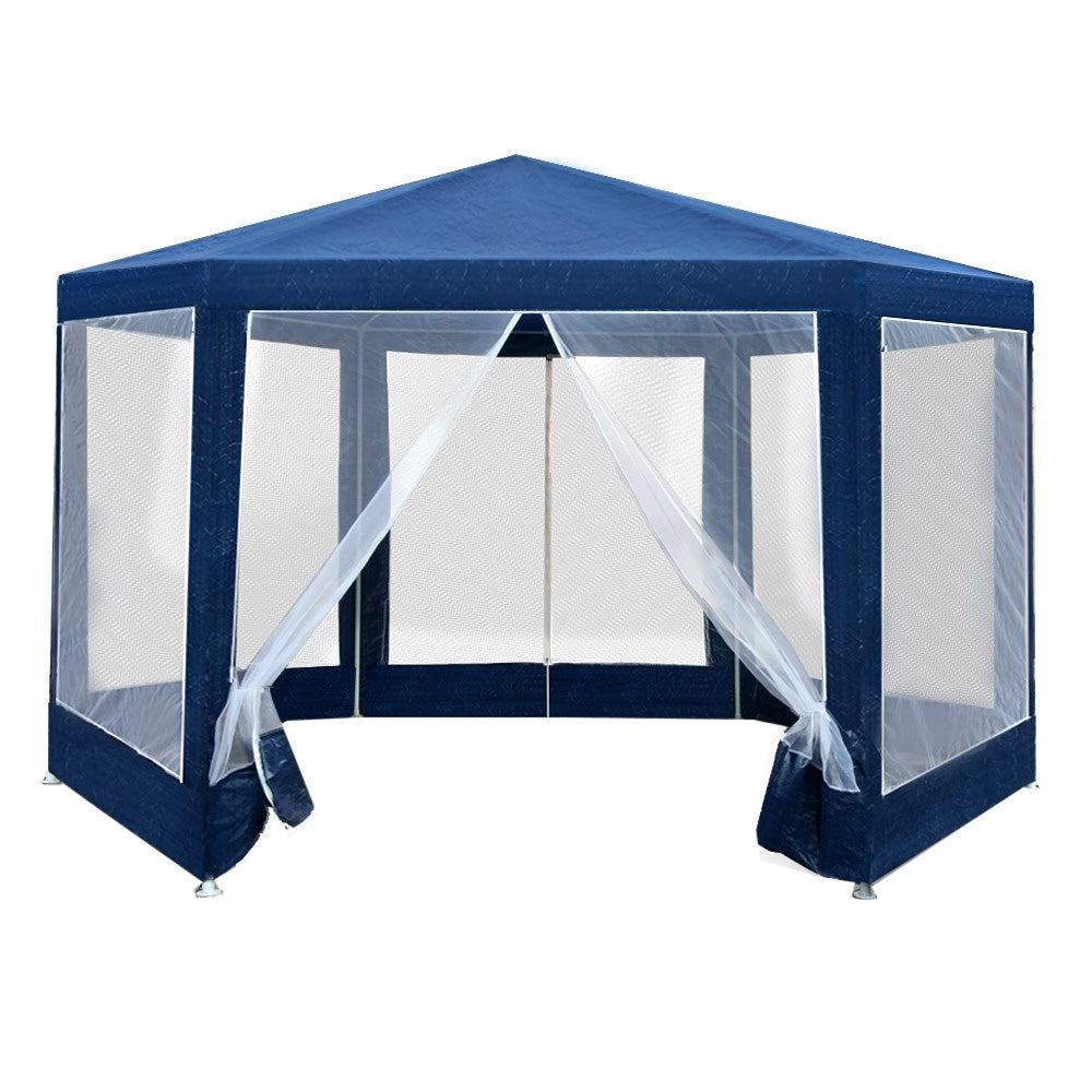 Instahut Gazebo?2x2m Marquee Wedding Party Tent Outdoor Camping Mesh Wall Canopy Shade Gazebos Navy 7