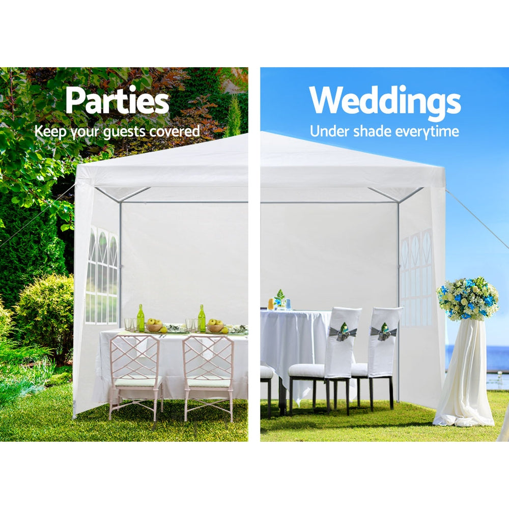 Instahut Gazebo 3x3m Marquee Wedding Party Tent Outdoor Camping Side Wall Canopy Window Panel White 4